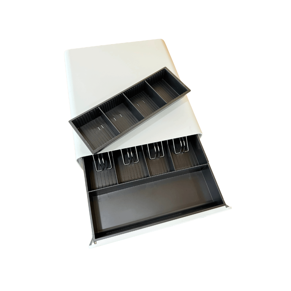 ลิ้นชักเก็บเงิน EASYPRINT รุ่น CD-335 สีขาว 4 ช่องธนบัตรขนาดใหญ่ 4 ช่องเหรียญ RJ11 12/24V_3